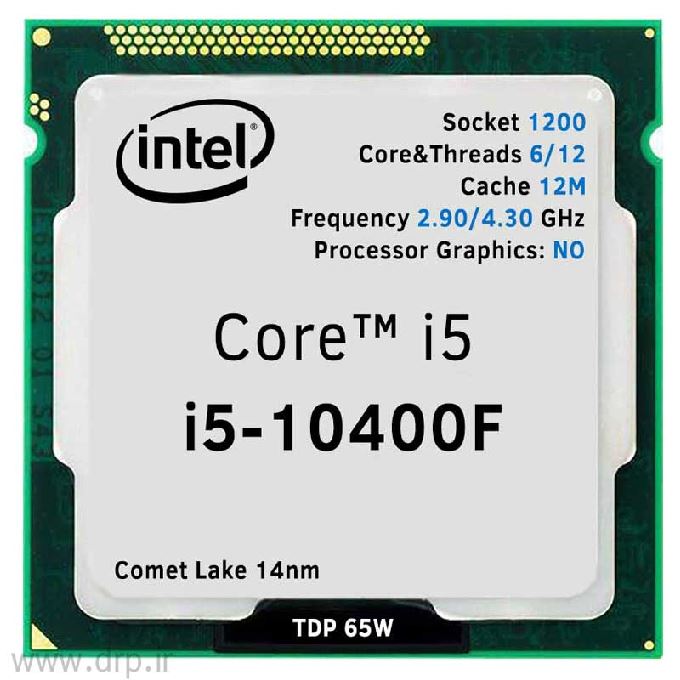 سی پی یو اینتل I5-10400F 2.9GHZ 1200 TRY 12MB