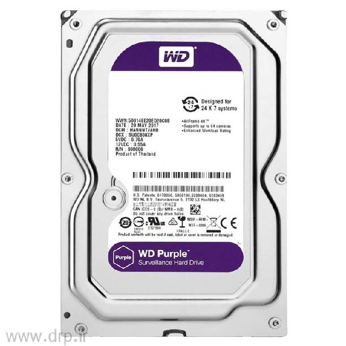هارد اینترنال وسترن دیجیتال Purple ظرفیت 8 ترابایت گارانتی اصلی