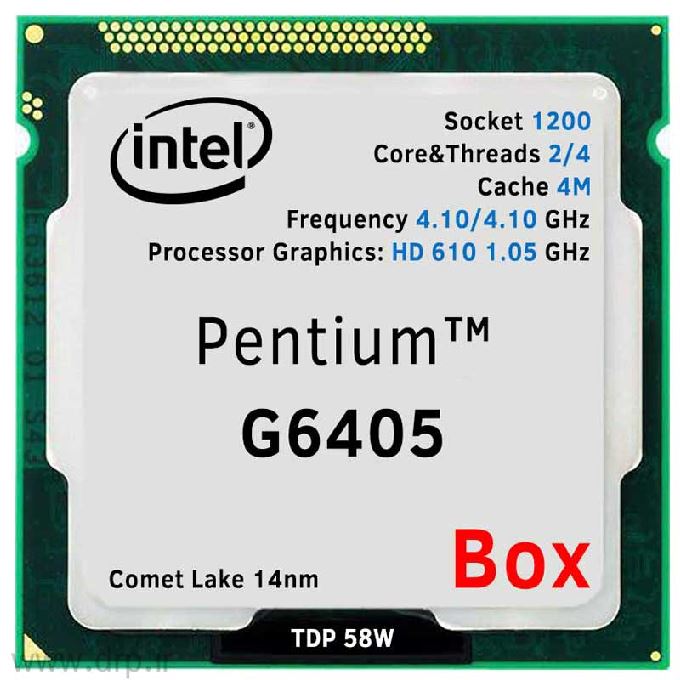 سی پی یو اینتل G6405 4.1GHZ 1200 BOX 4MB