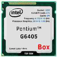 سی پی یو اینتل G6405 4.1GHZ 1200 BOX 4MB