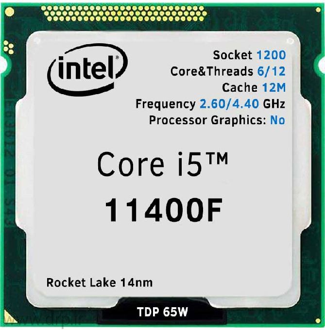 سی پی یو اینتل I5-11400F 2.6GHZ 1200 TRY 12MB