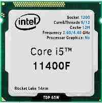 سی پی یو اینتل I5-11400F 2.6GHZ 1200 TRY 12MB