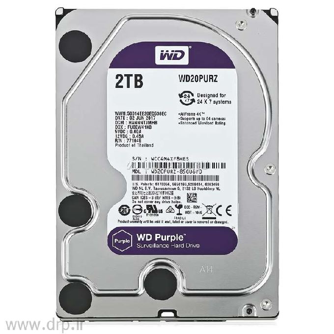 هارد اینترنال وسترن دیجیتال Purple ظرفیت 2 ترابایت گارانتی اصلی