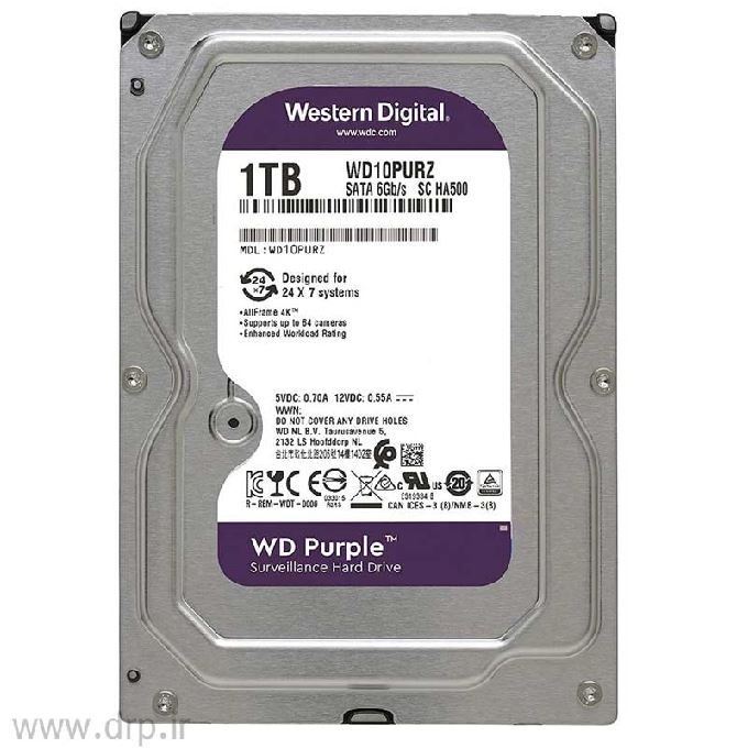 هارد اینترنال وسترن دیجیتال Purple ظرفیت 1 ترابایت گارانتی اصلی