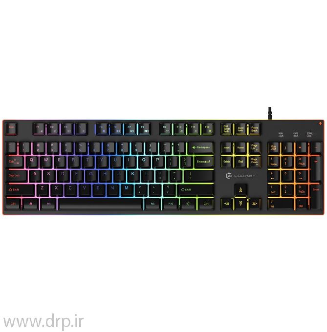 کیبورد گیمینگ RGB باسیم لاجی کی مدل K210B مشکی